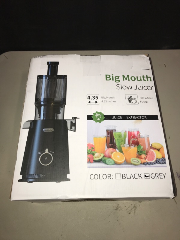 Photo 2 of Juicer Machines, ECOSELF Cold Press Juicer with 4.35" Large Feed Chute Fit Whole Fruits and Vegetables, Easy to Clean, Juice Extractor Self Feeding Effortless for Batch Juicing, High Juice Yield