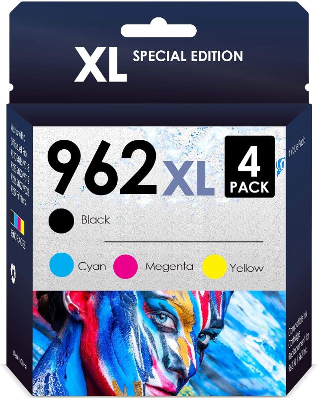 Photo 1 of 962XL Ink Cartridges Combo Pack (4-Pack, Black/Cyan/Magenta/Yellow) Compatible 962XL 962 Ink Cartridges