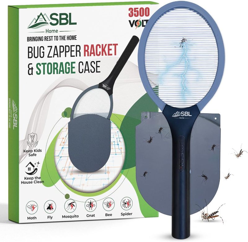 Photo 1 of Electric Fly Swatter Racket, Electric Mosquito Swatter, Bug Zapper Racket, Electric Fly Bat with Patented Wall Case, Gray, Black (1 Pack)