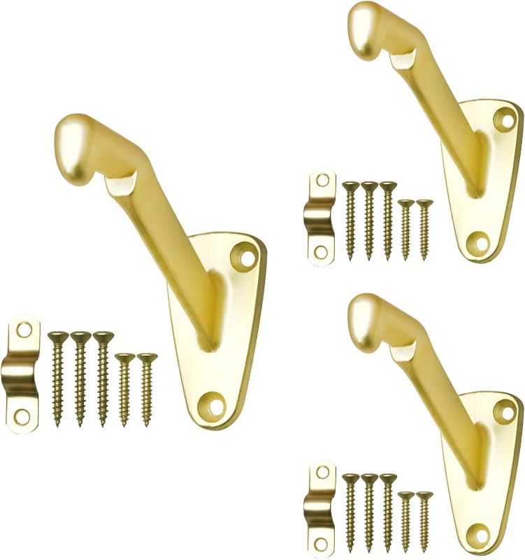 Photo 1 of Handrail Bracket Heavy Duty Champagne Brass V Style, 3 Pack | HOWTOOL
