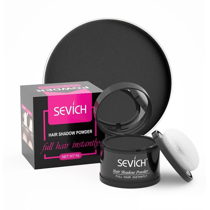 Photo 1 of Sevich Hairline Powder Instantly Conceals Hair Loss, Root Touch up Powder, Hair Shadow Toppers for Women & Men, Touch Up for Thinning Gray Hair, Windproof & Sweatproof, Black