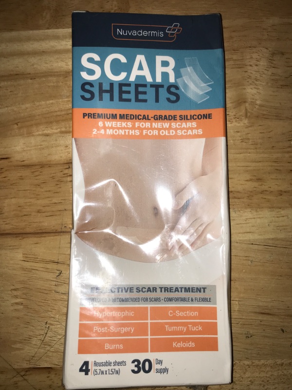 Photo 2 of NUVADERMIS Silicone Scar Sheets - Extra Long Scar Sheets for C-Section, Tummy Tuck, Keloid, and Surgical Scars - Reusable Medical Grade Silicone Scar Sheets - Pack of 4 - Light Tone