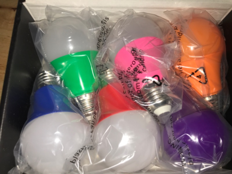 Photo 2 of A19 Colored Light Bulbs, 9W Equivalent 60W LED Light Bulbs, A19 E26 Base Color Decorative Bulbs for Halloween, Christma, Party, Wedding, Holiday, Festival 6 Pack