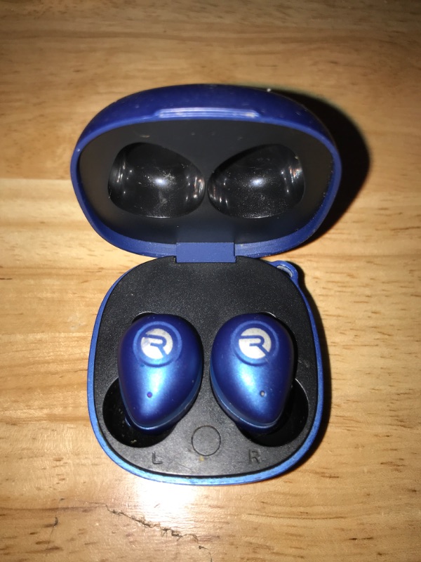 Photo 2 of Raycon Fitness Bluetooth True Wireless Earbuds with Built in Mic 56 Hours of Battery, IPX7 Waterproof, Active Noise Cancellation, Awareness Mode, and Bluetooth 5.3 (Blue)