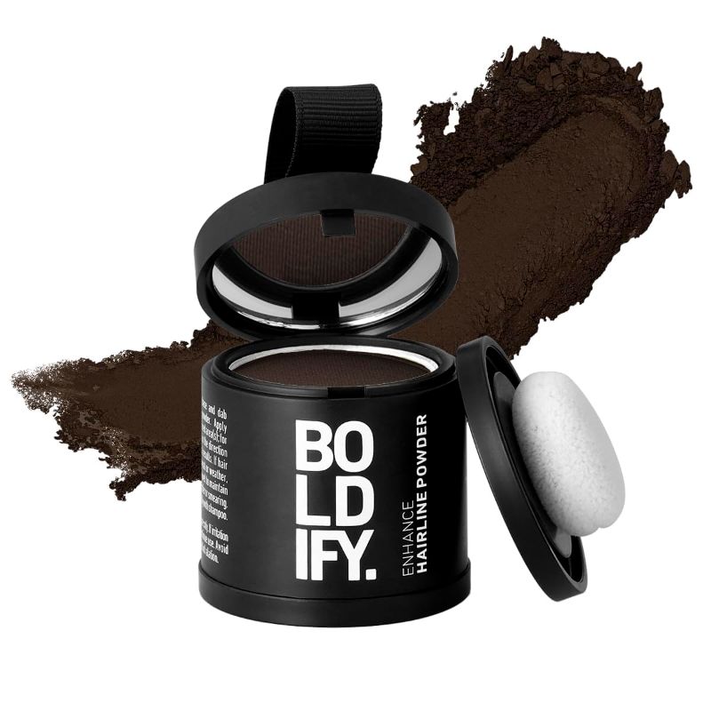 Photo 1 of BOLDIFY Hairline Powder - Root Touch Up & Hair Loss Cover Up, Instant Gray Coverage 48-Hour Stain-Proof Hair Color Powder for Women & Men, Hair Fibers and Hair Topper Alternative (Dark Brown)