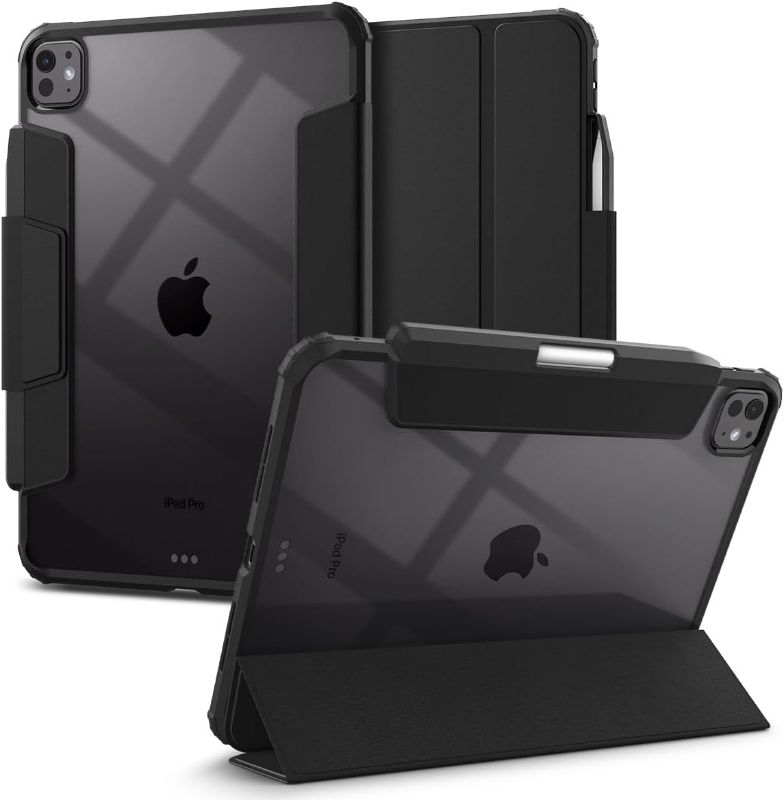 Photo 1 of Spigen Ultra Hybrid Pro Designed for iPad Pro 11 inch Case M4 (2024) with Transparent Back and Pencil Holder - Black