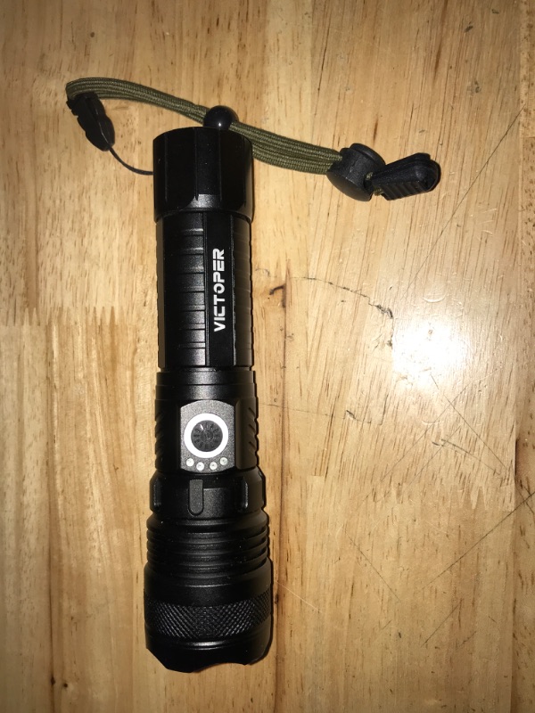 Photo 2 of Victoper LED Flashlights, High Powered 10000 Lumens Super Bright Tactical Flashlight, Rechargeable, 5 Modes Zoomable Waterproof Flash Lights for Emergency, Outdoor, Home, Camping, Hiking