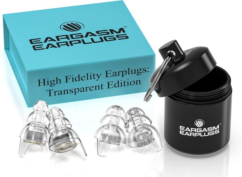 Photo 1 of Eargasm High Fidelity Earplugs with Transparent Filters - Reusable Noise Reduction Hearing Protection Ear-Plugs with Carrying Case for Motorcycle, Concerts, Festivals, Raves, Live Events, Sports