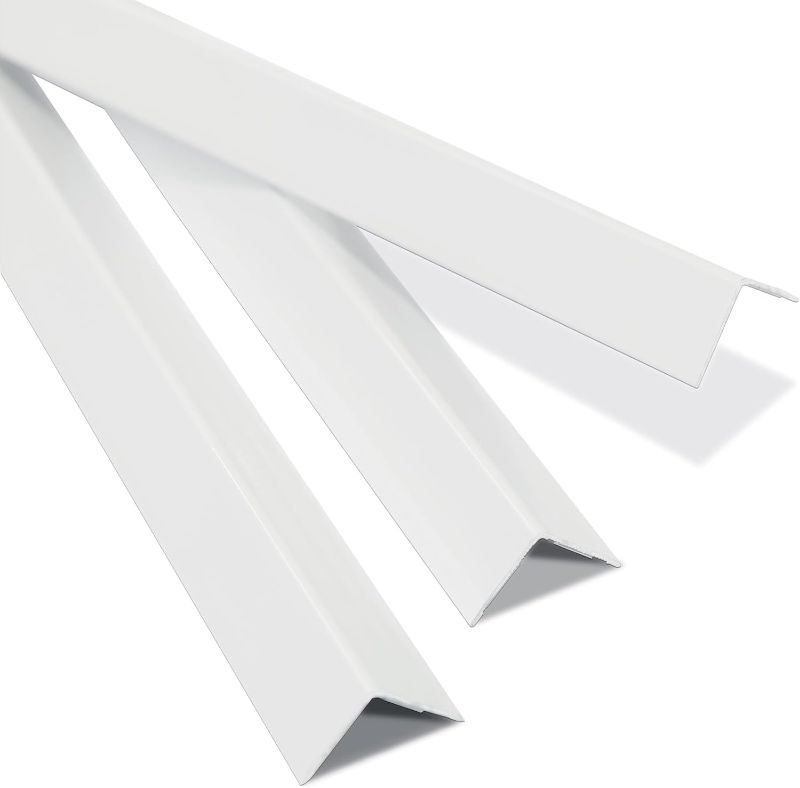 Photo 1 of Aluminum Corner Guards, Peel and Stick L-Shaped Molding Trim for Wall Table Door Frame Protection and Decoration (Matte White, 3Pcs x 2.9ft x 0.8in)