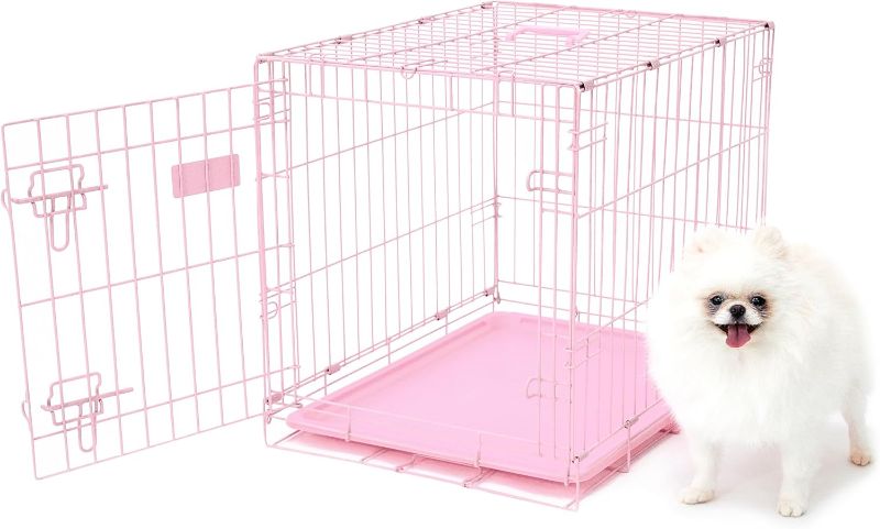 Photo 1 of Carlson Pink Secure and Compact Single Door Metal Dog Crate, Small (24"Lx18"Wx20.5"H)