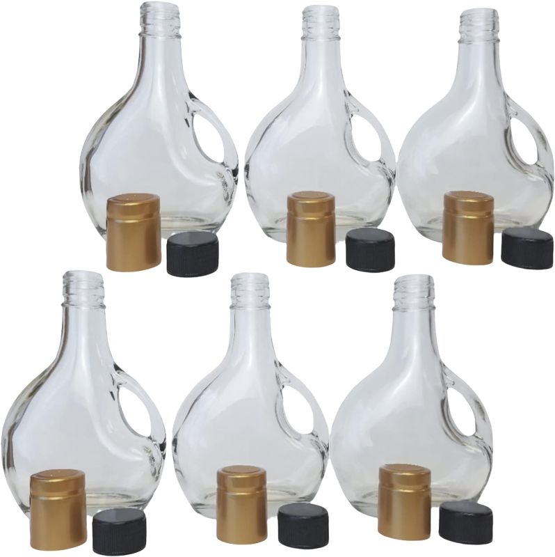 Photo 1 of Cornaby's Clear Glass European Styled Bottles - Set of 6, 8oz w/Lid & Gold Seal | Perfect for Gourmet Gift Giving, Salad Dressings, Homemade Juice storage, Oil Cruet, Syrup Dispenser, DIY Project