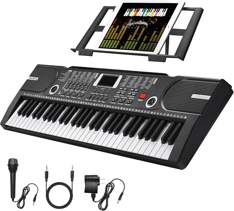 Photo 1 of 61 Key Keyboard Piano, Portable Electronic Keyboard Piano for Beginners with Speakers, Microphone, Sheet Music Stand, 100 Voices, 100 Rhythms, Digital Music Keyboard for Beginners