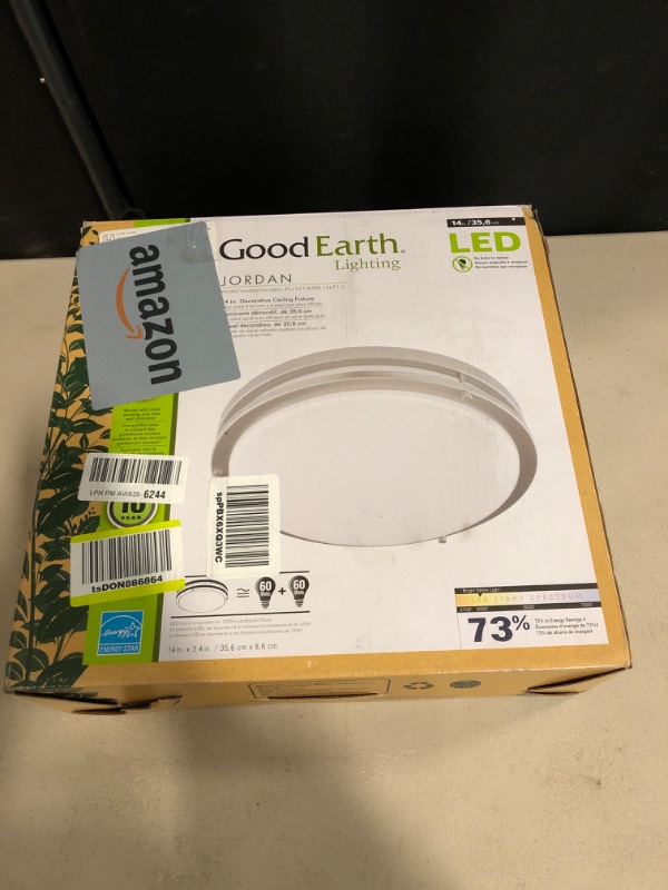 Photo 3 of Good Earth Lighting Jordan 14-inch LED Flush Mount – Satin Nickel, Dimmable, 1700 Lumen, 3000K, 50,000 Hour Rated Lamp Life