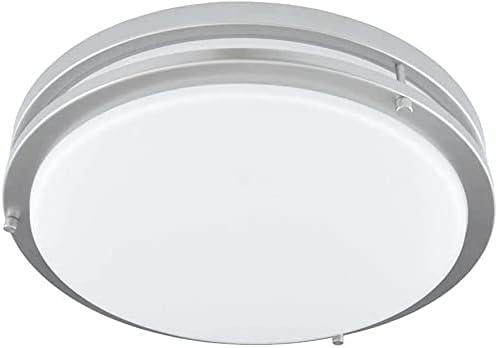 Photo 1 of Good Earth Lighting Jordan 14-inch LED Flush Mount – Satin Nickel, Dimmable, 1700 Lumen, 3000K, 50,000 Hour Rated Lamp Life