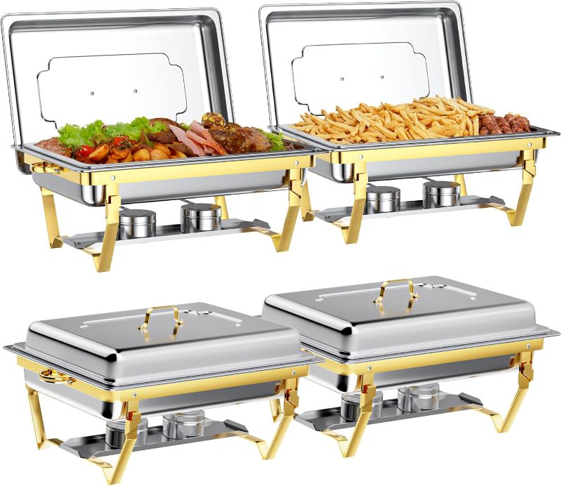 Photo 1 of Chafing Dishes for Buffet Set: Chafers for Catering - Chafing Dish Buffet Set with Lids | Chafers and Buffet Warmers Sets | Serving Food Warmer | Chafers Servers Sets