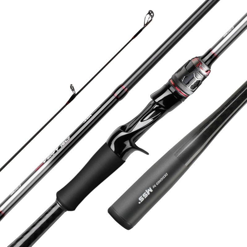 Photo 1 of Magic Shadow Fishing Rod - 2-Piece Mod-Fast Spinning and Casting Rod with Full Carbon Fiber Handle and Seaguide LS Ring Guides - 30 Ton Carbon Fiber Blank for Long Casting Bass, Walleye