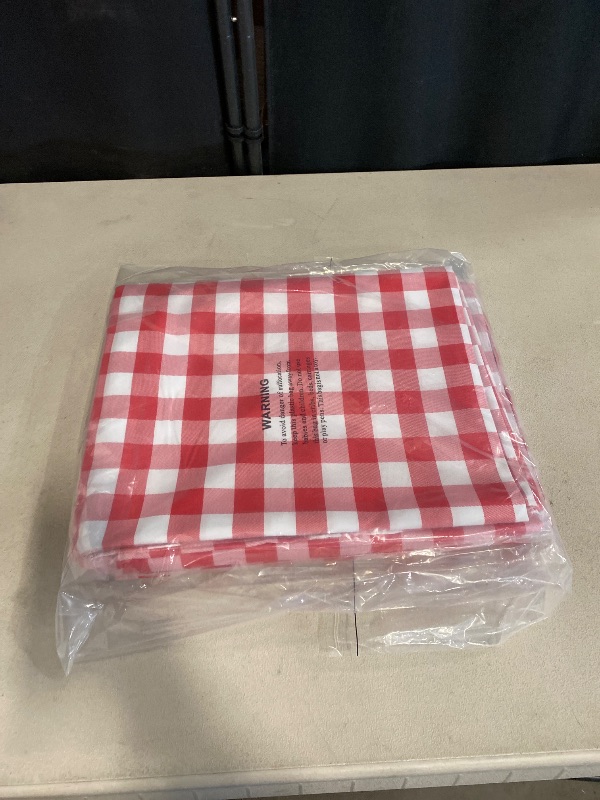 Photo 3 of  Red and White Buffalo Plaid Tablecloth Waterproof, 2 Pack, 60 x 102 inch - Checkered Table Cloth Rectangle for Christmas/Outdoor Picnic/Dining/Spring Party