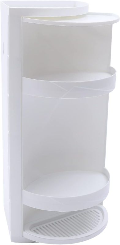 Photo 1 of Bathroom Corner Shelf, Waterproof Corner Locker Cosmetic Storage Rack Cabinet Storage Shelf, 3-Tire Rotating Triangle Scalloped Shelf Corner Shelves for Bathroom Storage Small Spac(White)