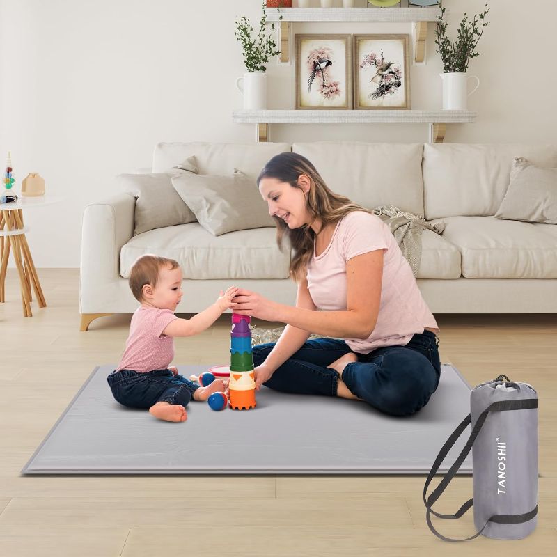 Photo 1 of 47x47 Play Mat for Playpen, 1.2 Inch Thick, Self-Inflating Play Mat for Babies and Toddlers, Roll Up & Waterproof Baby Play Mat, Portable Playmat for Babies with Travel Bag (47 * 47 Inch)