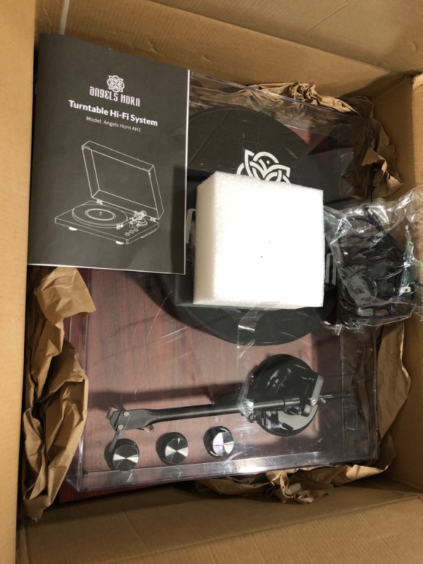 Photo 1 of ANGELS HORN Vinyl Record Player Turntable with 2-Speed Belt-Drive, Bluetooth Output, Pitch Control, Built-in Phono Preamp, Adjustable Counterweight, AT-3600L
