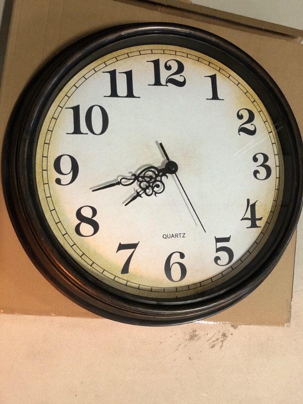 Photo 2 of Large Wall Clock 16 Inch Silent Non-Ticking Vintage Wall Clocks Battery Operated for Living Room (Bronze)