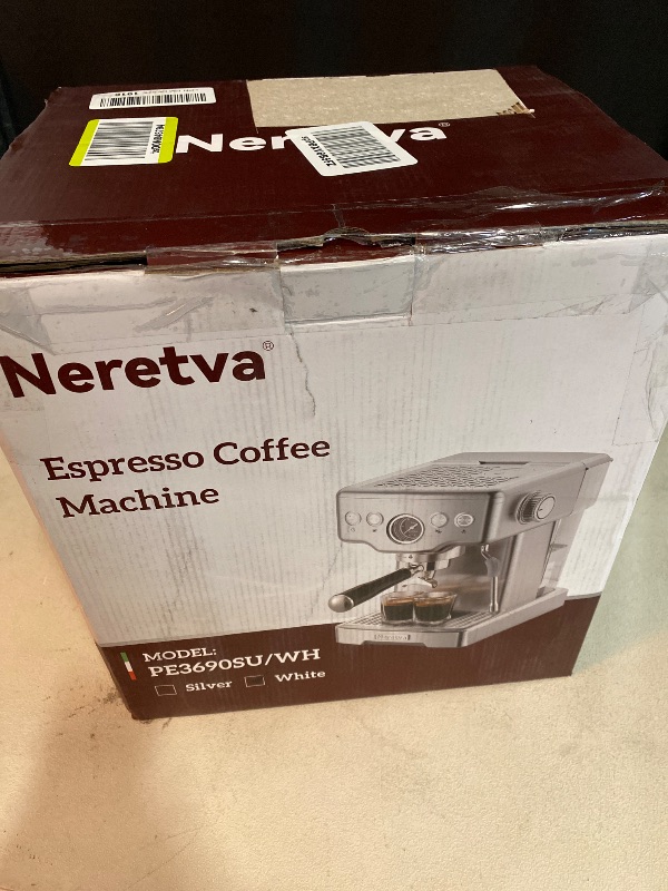 Photo 3 of Neretva Espresso Machine, 2 in 1 Stainless Steel Coffee and Espresso Maker Combo, 1450 W, 15 Bar Espresso Coffee Machine for Espresso, Latte, Macchiato, Cappuccino, Ideal for Home, Barista (White)