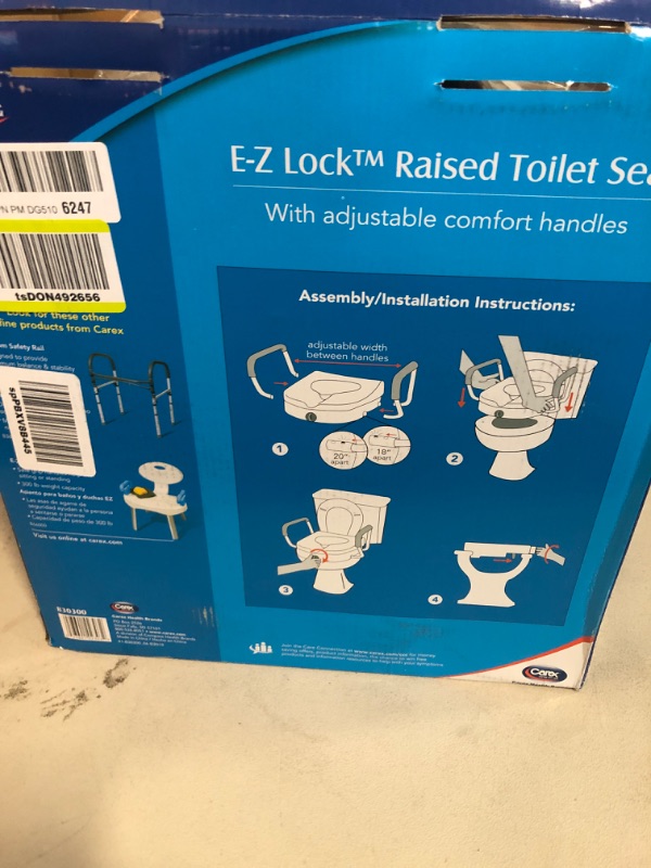 Photo 1 of Carex E-Z Lock Raised Toilet Seat With Handles, 5" Toilet Seat Riser with Arms, Handicap Raised Toilet Seat For Seniors and Elevated Toilet Seat