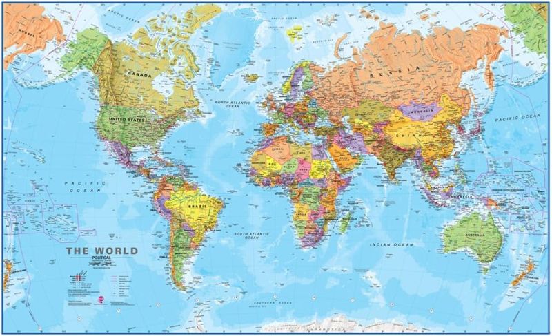 Photo 1 of Maps International Giant World Map - Mega-Map Of The World - 46 x 80 - Full Lamination - 2024 Updated