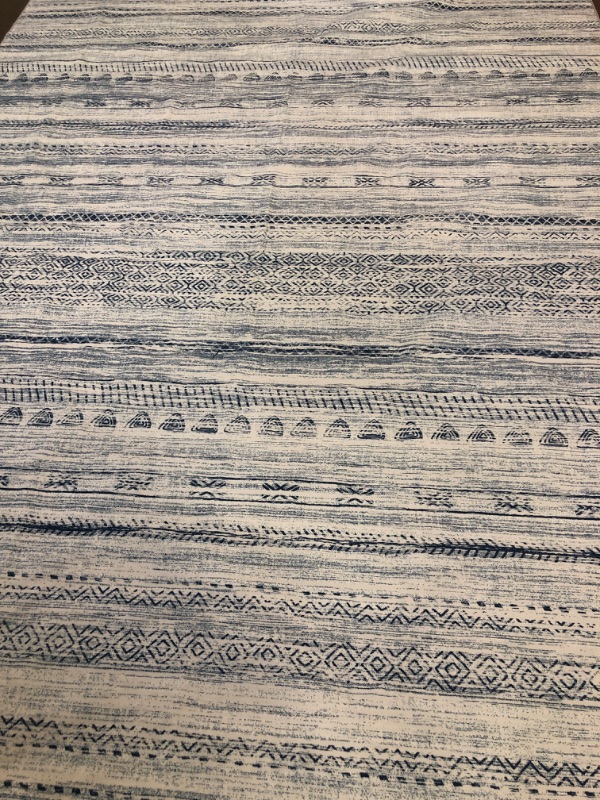 Photo 1 of 8x10 Area Rugs for Living Room Machine Washable Rug Distressed Indoor Carpet Neutral Moroccan Boho Rug Ultra Soft Area Rug for Bedroom Dining Room Playroom Office, Blue