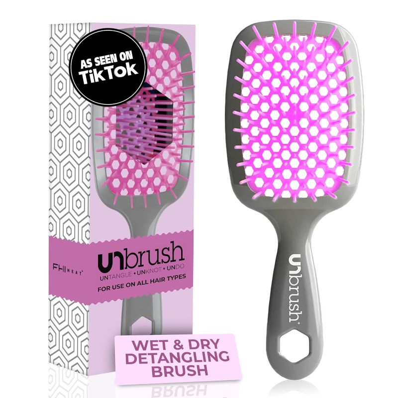 Photo 1 of FHI Heat UNbrush Detangling Brush for Pain-Free Brushing on All Wet or Dry Hair Types — Durable DuoFlex Anti-Static Bristles, Lightweight Handle, Vented Hair Brush