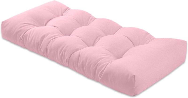 Photo 1 of Bench Cushion 59 inches,Indoor/Outdoor Non-Slip Tufted Cushions, Premium Waterproof Linen, Soft Piano Sofa Cushions, High-Density Memory Foam(Light Pink-59x16x4in)