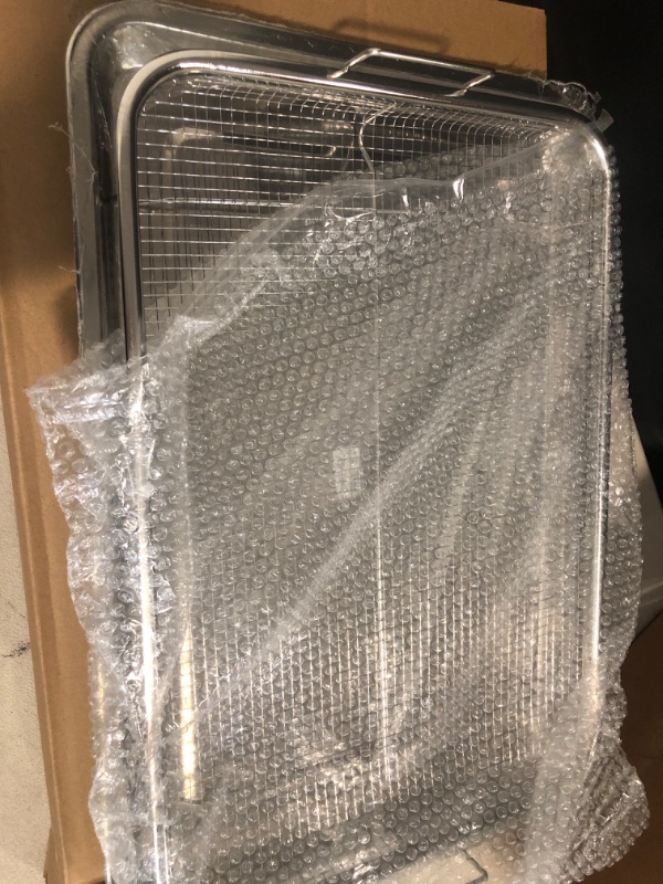 Photo 2 of Air Fryer Basket for Oven, 18.9" x 13.1" Stainless Steel Oven Air Fryer Basket and Tray, Large Capacity Air Fryer Tray, Non-stick Mesh Basket Set for Bacon, Fries, Chicken, Vegetables, etc.