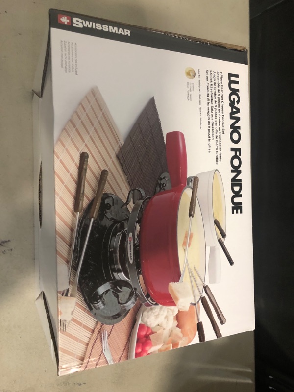 Photo 3 of Swissmar Lugano 9 Piece Cast Iron Fondue Set - Matte White