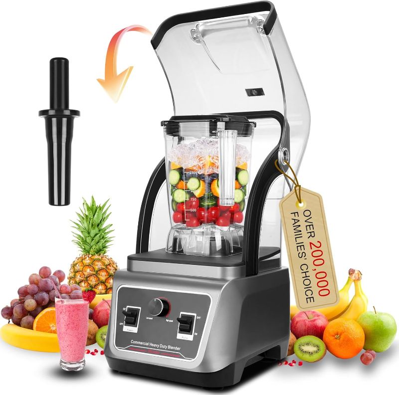 Photo 1 of Commercial Blender with Soundproof Shield, 70 Oz Quiet Professional Blenders, Heavy Duty Blender with Strong and Quiet Professional-Grade Power, Self-Cleaning, Quiet Sound Enclosure, 2200W