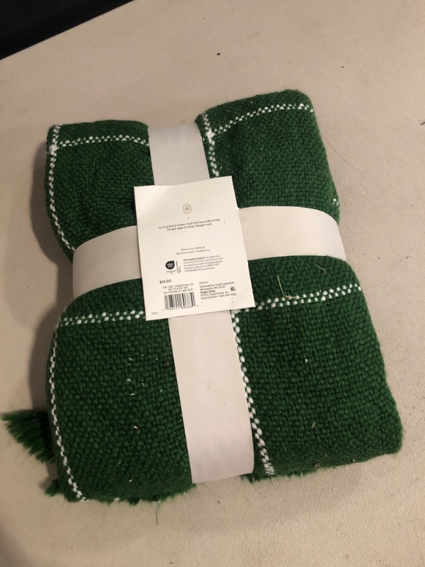 Photo 2 of Woven Windowpane Throw Blanket Green/Ivory - Threshold