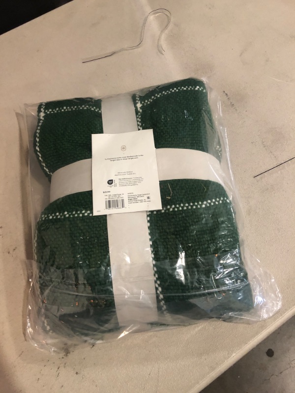 Photo 3 of Woven Windowpane Throw Blanket Green/Ivory - Threshold