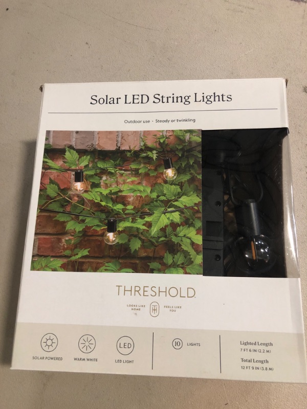 Photo 2 of 10ct LED Solar Black Collared Outdoor Orb and Globe String Lights Clear Bulbs with Black Wire - Threshold™: Energy-Efficient Patio Ambiance