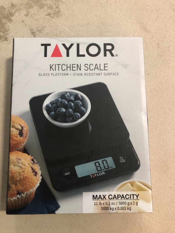 Photo 2 of Taylor Black Glass Top Food Scale with Touch Control Buttons