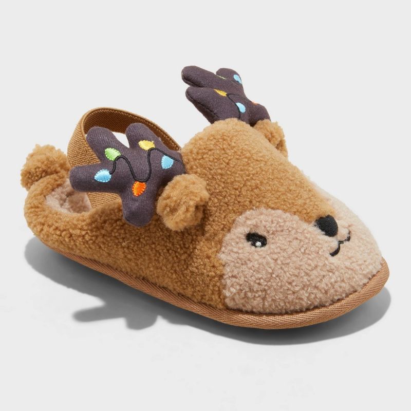 Photo 1 of Toddler Holiday Light up Reindeer Slippers - Wondershop™ Brown 7T-8T