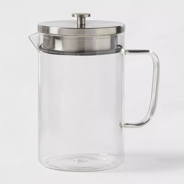 Photo 1 of 67oz Glass Pitcher with Stainless Steel Lid - Threshold™: Dishwasher-Safe Drink Server for Hot or Cold Beverages
