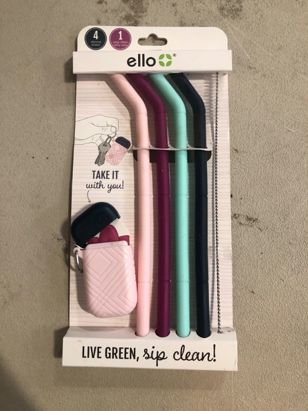 Photo 2 of Ello Compact Fold and Store Silicone Straw Set, June Breeze Assorted
