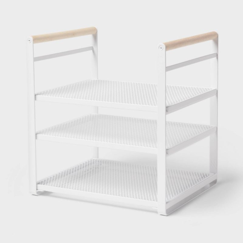 Photo 1 of Metal 3-Tier Adjustable Shelf Box Organizer White - Brightroom™: Kitchen Storage & Pantry Organizer, Iron Shelf Riser
