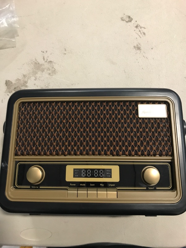 Photo 2 of Vintage Style AM/FM Bluetooth Radio Black - Hearth & Hand™ with Magnolia: Portable Speaker with Micro USB & 3.5mm Jack