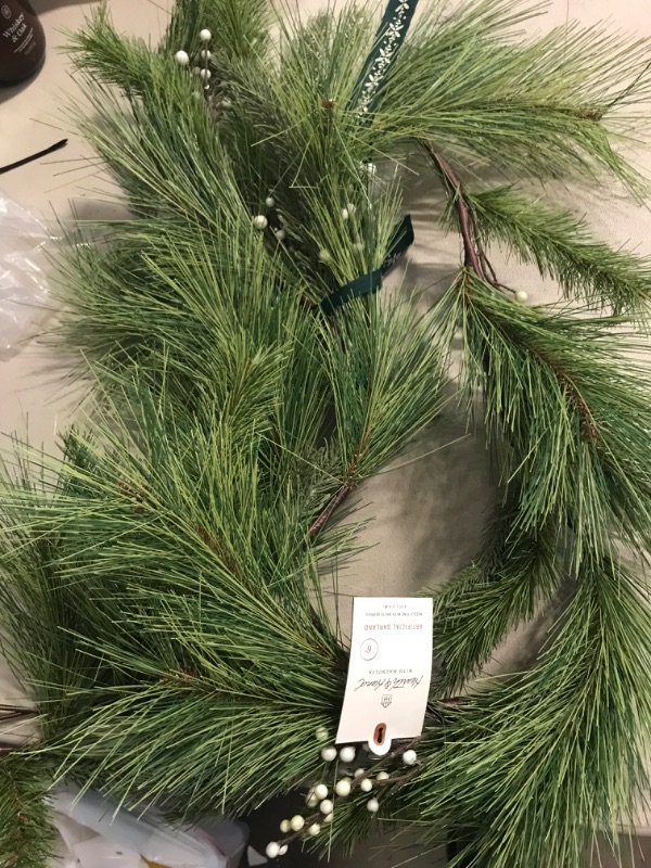 Photo 1 of 6' Faux Needle Pine and Snowberry Christmas Garland - Hearth & Hand™ with Magnolia