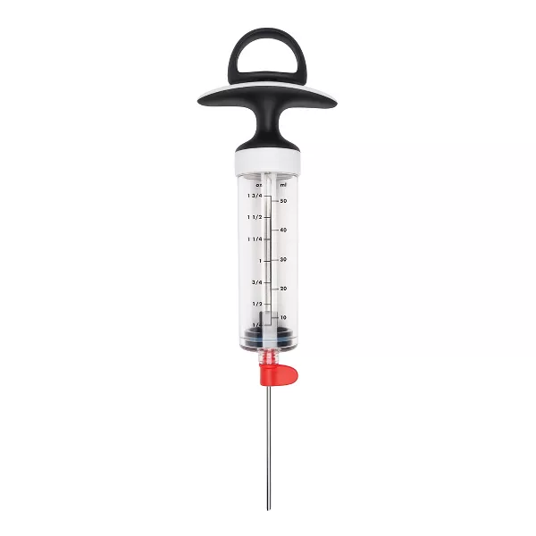 Photo 1 of OXO Flavor Injector for Meat & Poultry: Turkey Marinade Syringe, Dishwasher-Safe, Black, 2 oz Capacity