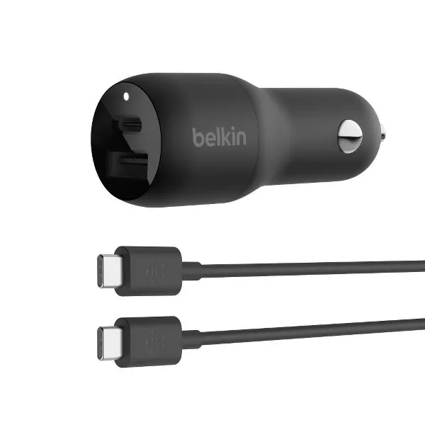 Photo 1 of Belkin 2-Port 37W USB-C/USB-A Power Delivery Car Charger with 3.3' USB-C/USB-C Cable