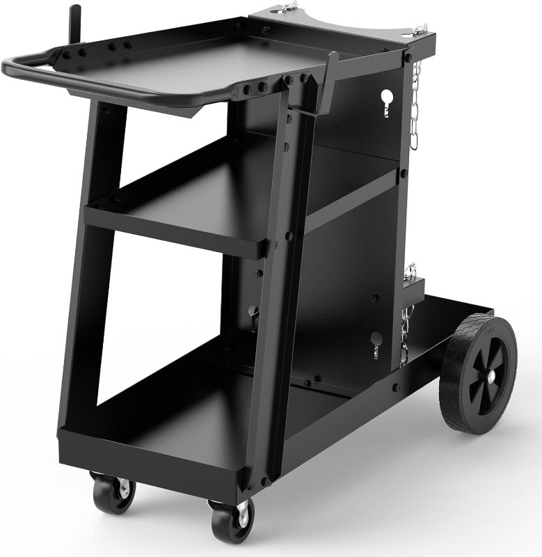 Photo 1 of ESWELDER Welding Cart for TIG MIG Welder and Plasma Cutter, Tilt-Table Large Storage 360° Rolling Welding Trolley