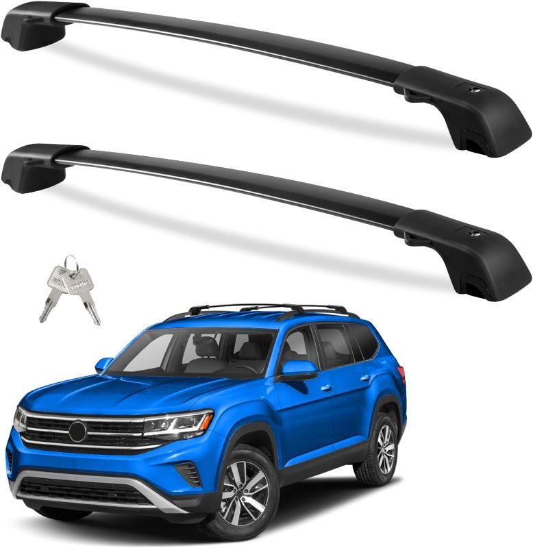 Photo 1 of 220lbs Lockble Roof Rack Cross Bars Compatible with Volkswagen VW Atlas 2017-2025 with Raised Side Rails(Not For Atlas Cross Sport), Heavy Duty Anti-Theft Aluminum Roof Rails Crossbars Rooftop