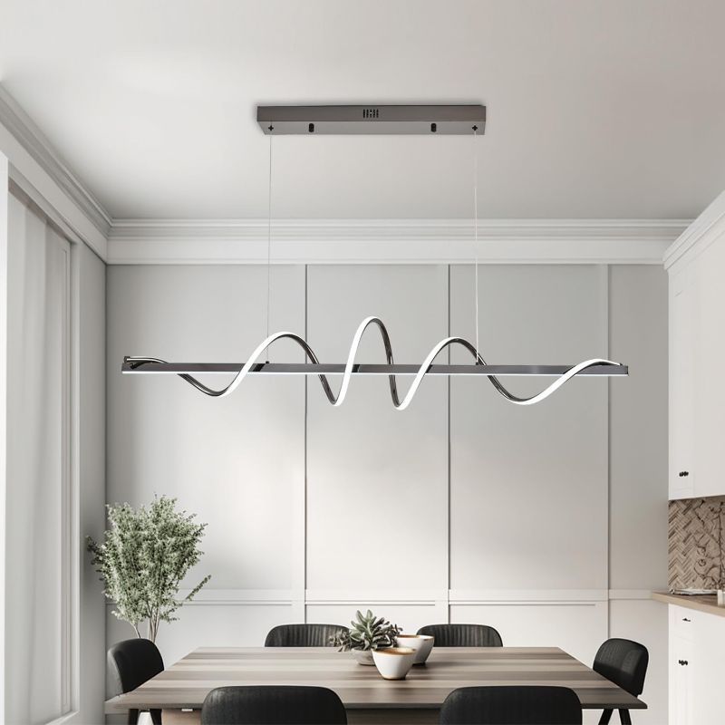 Photo 1 of Black Modern Chandelier,Modern Led Pendant Light for Kitchen Island Lighting Dimmable 39.73" Creative Snake-Shaped Twist Design Modern Led Chandelier for Dining Room Over Table