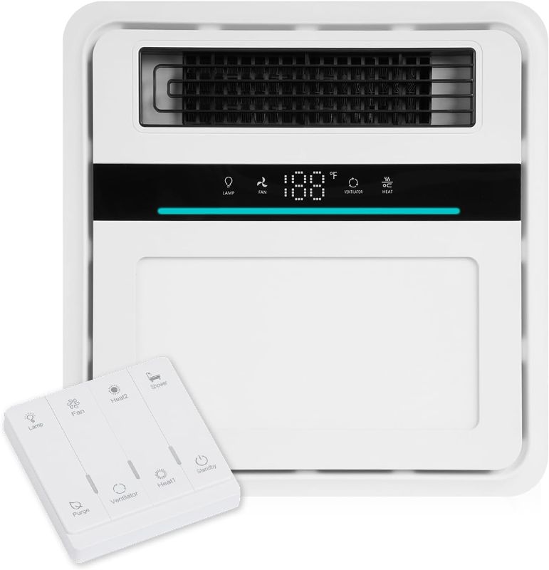 Photo 1 of Bathroom Exhaust Fan with Light and Heater, 4 in 1 Bathroom Fan with Heater, 1700W Heating Power, 140 CFM Remote Control, Quiet & Powerful for Ventilation, Lighting, Heating, and Drying